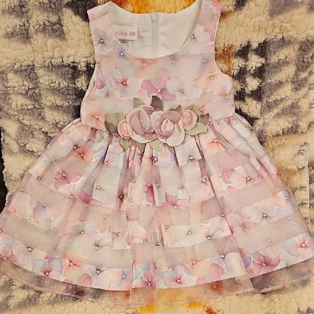 Nwot Bonnie Baby Dress with Pink and Purple Dogwood Flowers